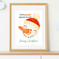Snowman Footprint Craft Printable | You're Snow Special to Me | Christmas Footprint Keepsake | Preschool Holiday Activity