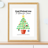 God Picked Me to Shine for Jesus Fingerprint Christmas Tree Craft Printable | Christian Christmas Fingerprint Activity | Faith-Based Kids Christmas Keepsake