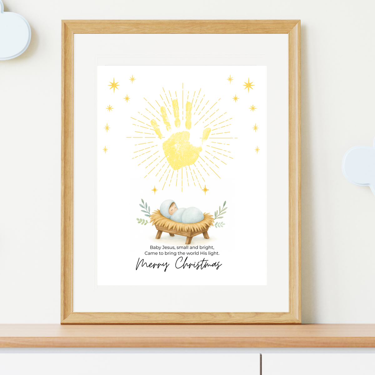 Baby Jesus Handprint Craft Printable | Christian Christmas Keepsake | Nativity Handprint Activity | Sunday School Christmas Craft