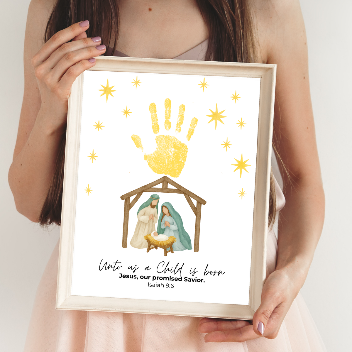 Unto Us a Child Is Born Handprint Craft | Christian Nativity Printable | Christmas Bible Keepsake | Preschool Jesus Birth Activity