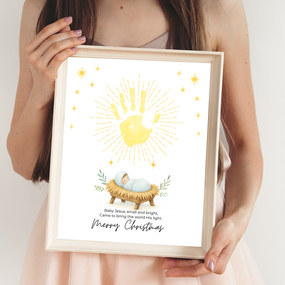 Baby Jesus Handprint Craft Printable | Christian Christmas Keepsake | Nativity Handprint Activity | Sunday School Christmas Craft
