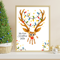My First Christmas Reindeer Handprint Craft Printable | Baby's First Christmas Keepsake | Christmas Handprint Art | Reindeer Christmas Craft | Holiday Activity