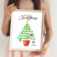 My First Christmas Fingerprint Tree Craft Printable | Baby's First Christmas Keepsake | Christmas Finger Painting Activity | Preschool Holiday Craft