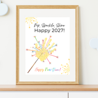 Pop, Sparkle, Shine Happy 2027 Handprint Craft Printable | New Year's Eve Handprint Keepsake | Preschool New Year Activity | 2027 Kids Craft