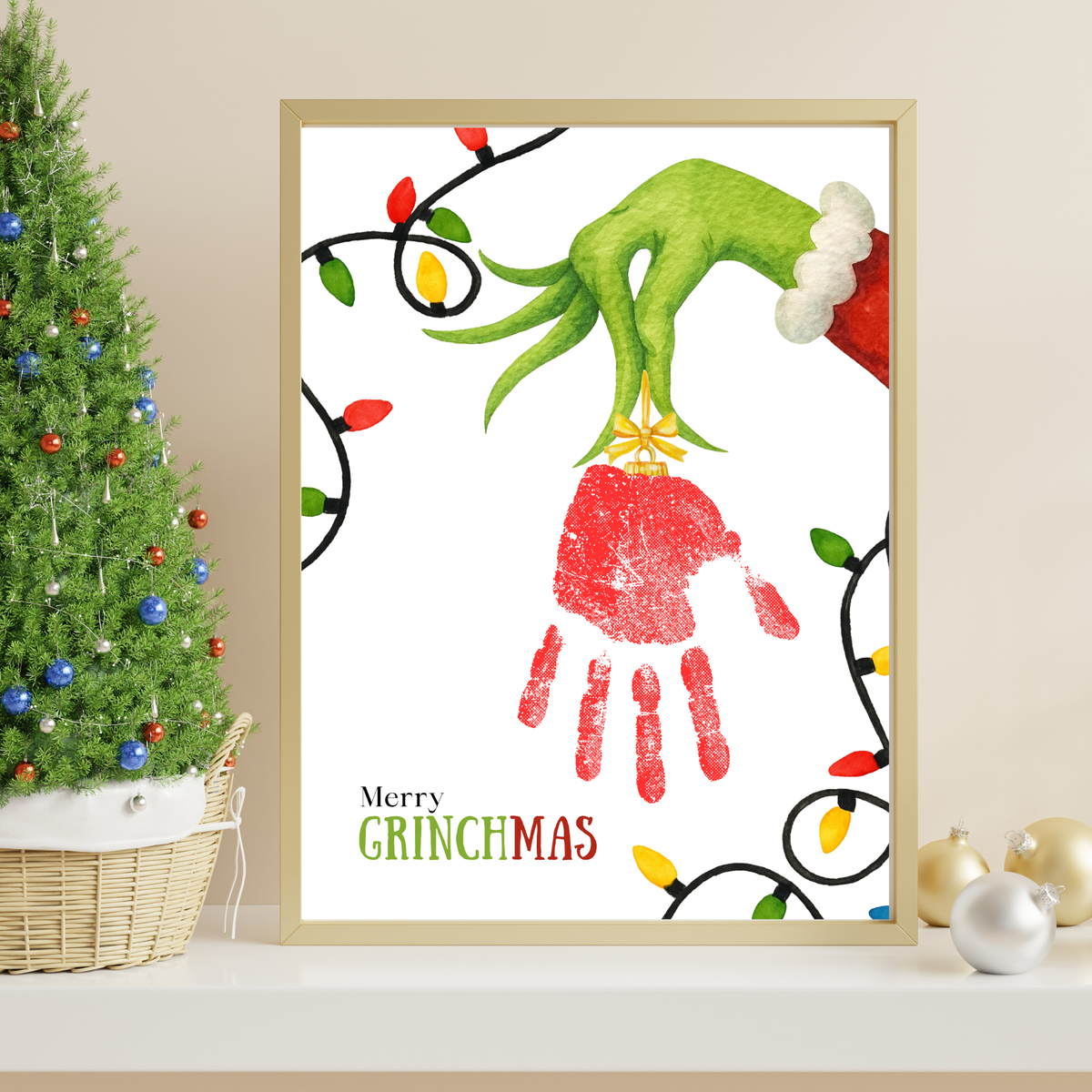 Grinchmas Handprint Ornament Craft Printable | Christmas Handprint Keepsake | Grinch Inspired Preschool Activity