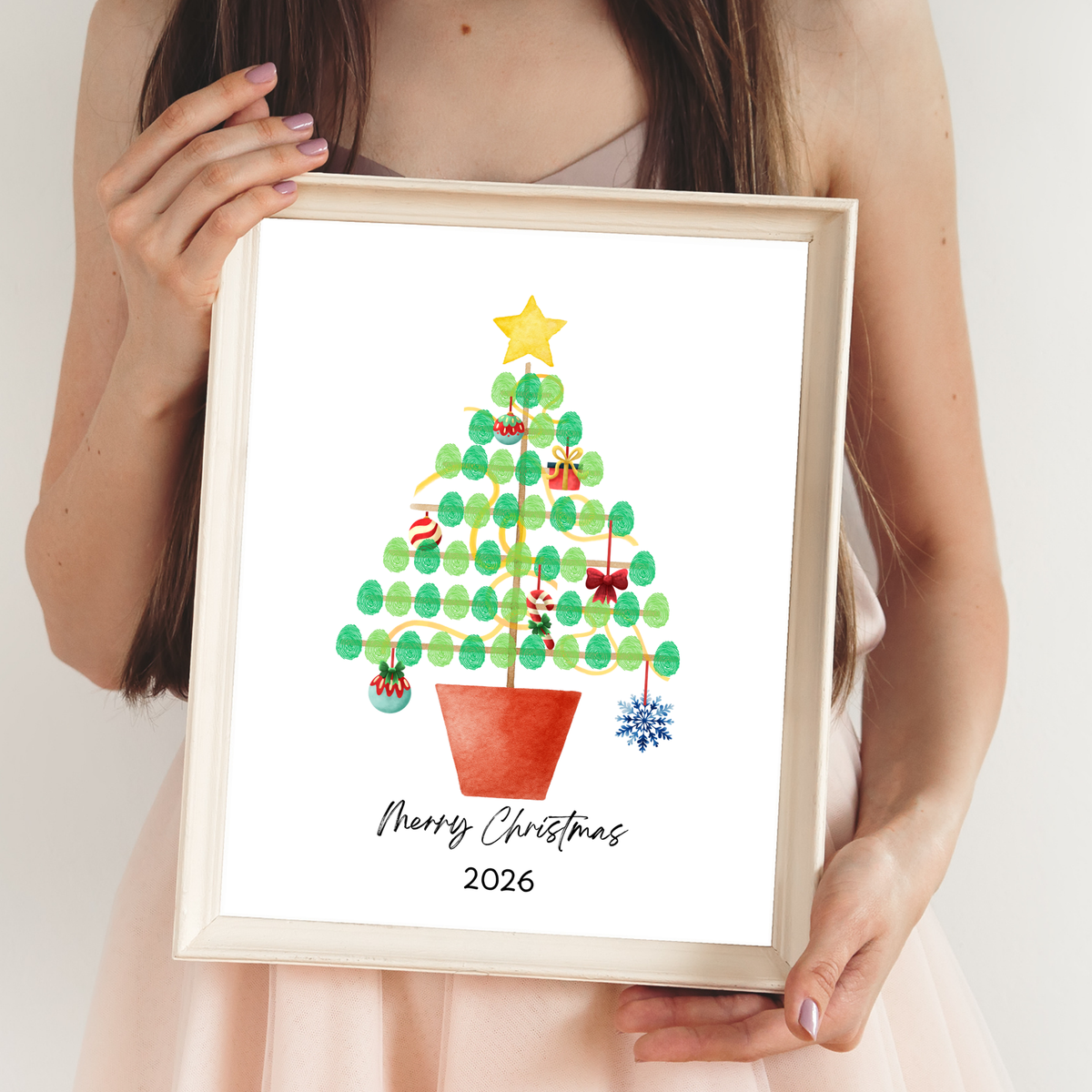 Christmas Fingerprint Tree Craft Printable | Christmas Tree Fingerprint Keepsake | Preschool Christmas Activity | Holiday Finger Painting Craft