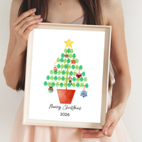 Christmas Fingerprint Tree Craft Printable | Christmas Tree Fingerprint Keepsake | Preschool Christmas Activity | Holiday Finger Painting Craft
