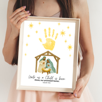 Diverse Nativity Handprint Craft Printable | Inclusive Christian Christmas Keepsake | Unto Us a Child Is Born Handprint Activity | Isaiah 9:6 Craft