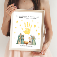 My First Christmas Handprint Craft Printable | Christian Nativity Keepsake | Baby's First Christmas | Sunday School Christmas Activity