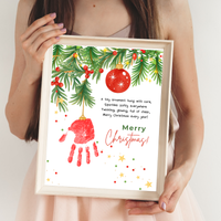 Christmas Ornament Handprint Craft Printable | Merry Christmas Keepsake | Preschool Christmas Handprint Activity | Holiday Classroom Craft