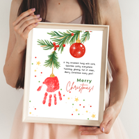 Christmas Ornament Handprint Craft Printable | Christmas Tree Ornament Keepsake | Preschool Christmas Handprint Activity | Holiday Classroom Craft