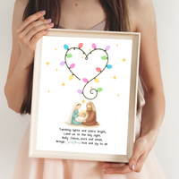 Christian Christmas Fingerprint Lights Craft | Baby Jesus Nativity Printable | Preschool Christmas Keepsake | Sunday School Fingerprint Activity