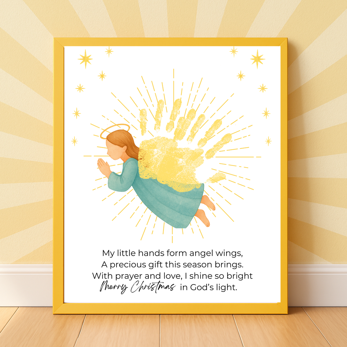 Christian Angel Handprint Craft | Christmas Angel Wings Printable | Preschool Christmas Keepsake | Sunday School Nativity Activity