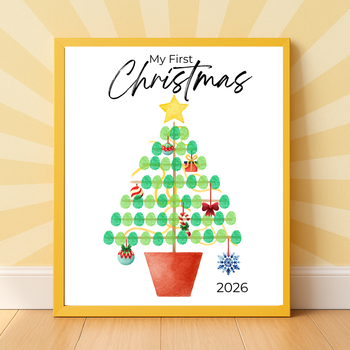 My First Christmas Fingerprint Tree Craft Printable | Baby's First Christmas Keepsake | Christmas Finger Painting Activity | Preschool Holiday Craft