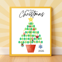 My First Christmas Fingerprint Tree Craft Printable | Baby's First Christmas Keepsake | Christmas Finger Painting Activity | Preschool Holiday Craft