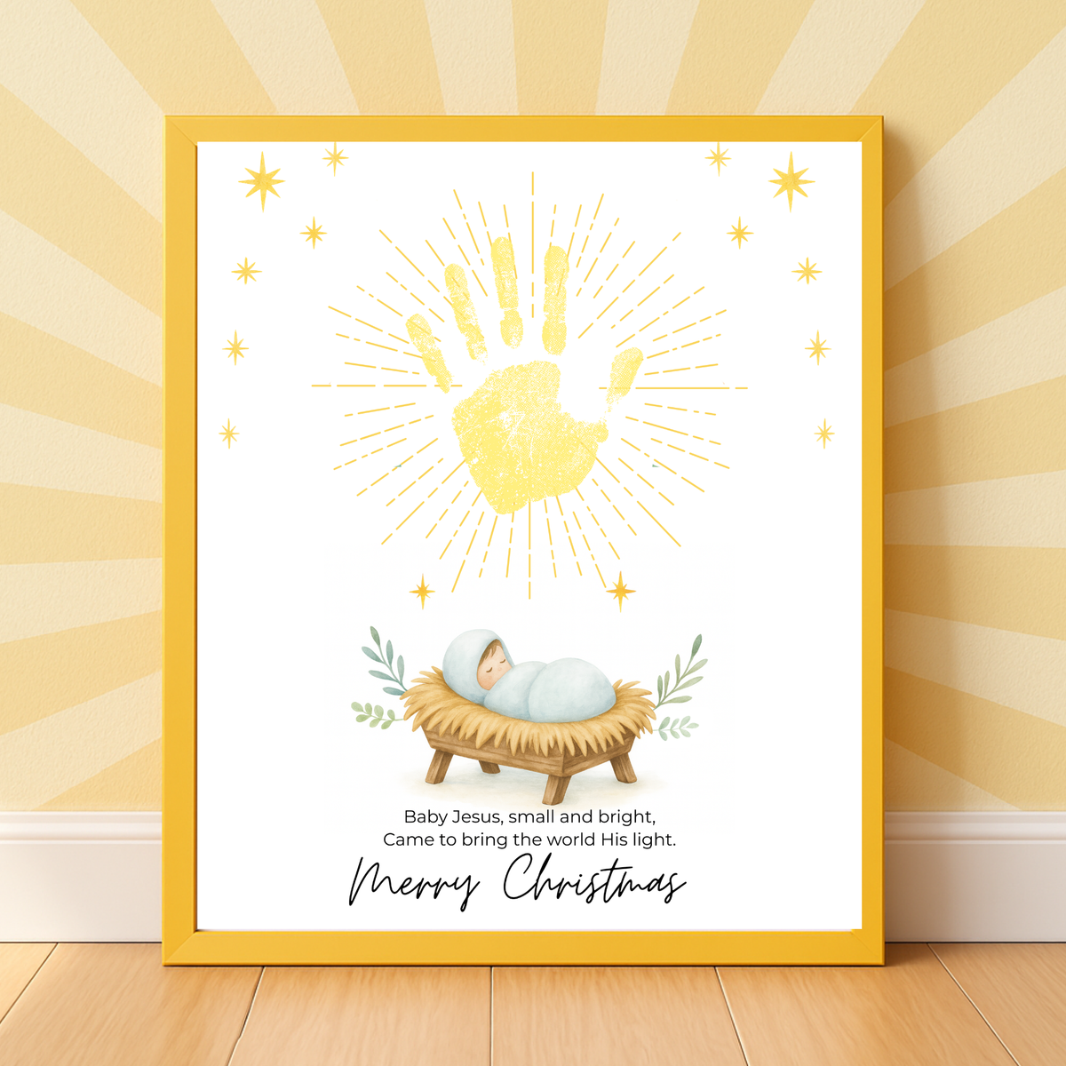 Baby Jesus Handprint Craft Printable | Christian Christmas Keepsake | Nativity Handprint Activity | Sunday School Christmas Craft