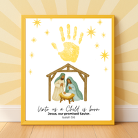 Diverse Nativity Handprint Craft Printable | Inclusive Christian Christmas Keepsake | Unto Us a Child Is Born Handprint Activity | Isaiah 9:6 Craft