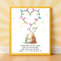Christian Christmas Fingerprint Lights Craft | Baby Jesus Nativity Printable | Preschool Christmas Keepsake | Sunday School Fingerprint Activity