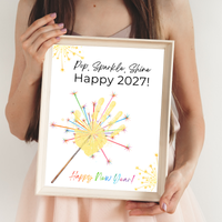 Pop, Sparkle, Shine Happy 2027 Handprint Craft Printable | New Year's Eve Handprint Keepsake | Preschool New Year Activity | 2027 Kids Craft