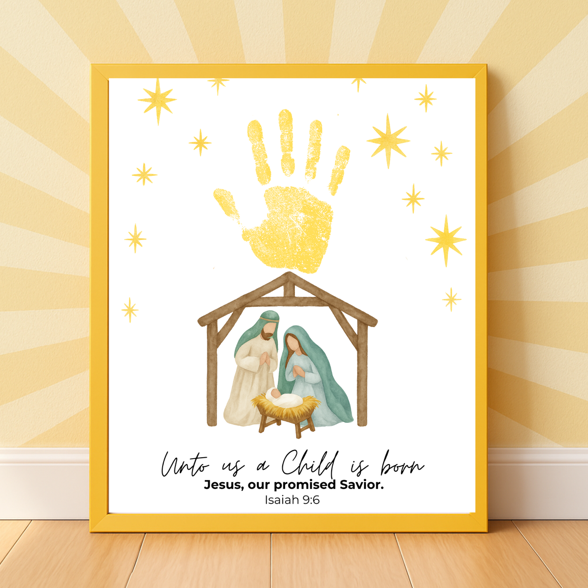 Unto Us a Child Is Born Handprint Craft | Christian Nativity Printable | Christmas Bible Keepsake | Preschool Jesus Birth Activity