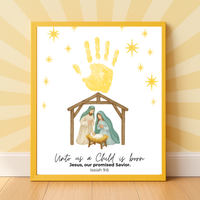 Unto Us a Child Is Born Handprint Craft | Christian Nativity Printable | Christmas Bible Keepsake | Preschool Jesus Birth Activity