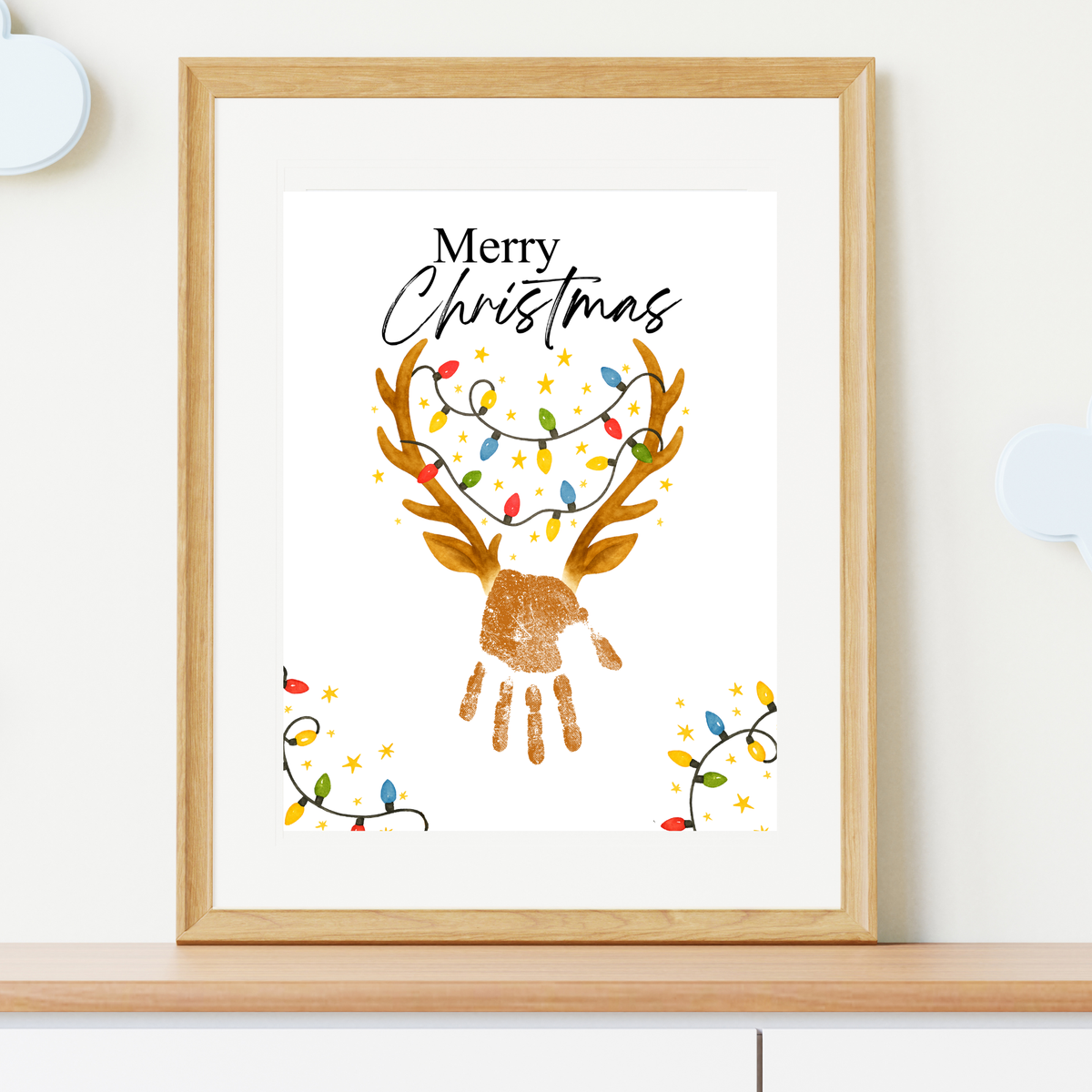 Merry Christmas Reindeer Handprint Craft Printable | Reindeer Keepsake | Christmas Handprint Activity | Preschool Christmas Craft | Holiday Handprint Art