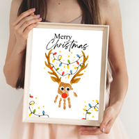 Merry Christmas Reindeer Handprint Craft Printable | Reindeer Keepsake | Christmas Handprint Activity | Preschool Christmas Craft | Holiday Handprint Art