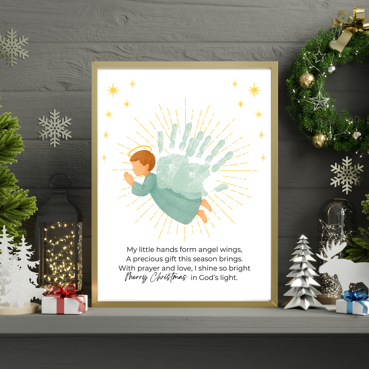 Christian Angel Handprint Craft | Christmas Angel Wings Printable | Preschool Christmas Keepsake | Sunday School Nativity Activity