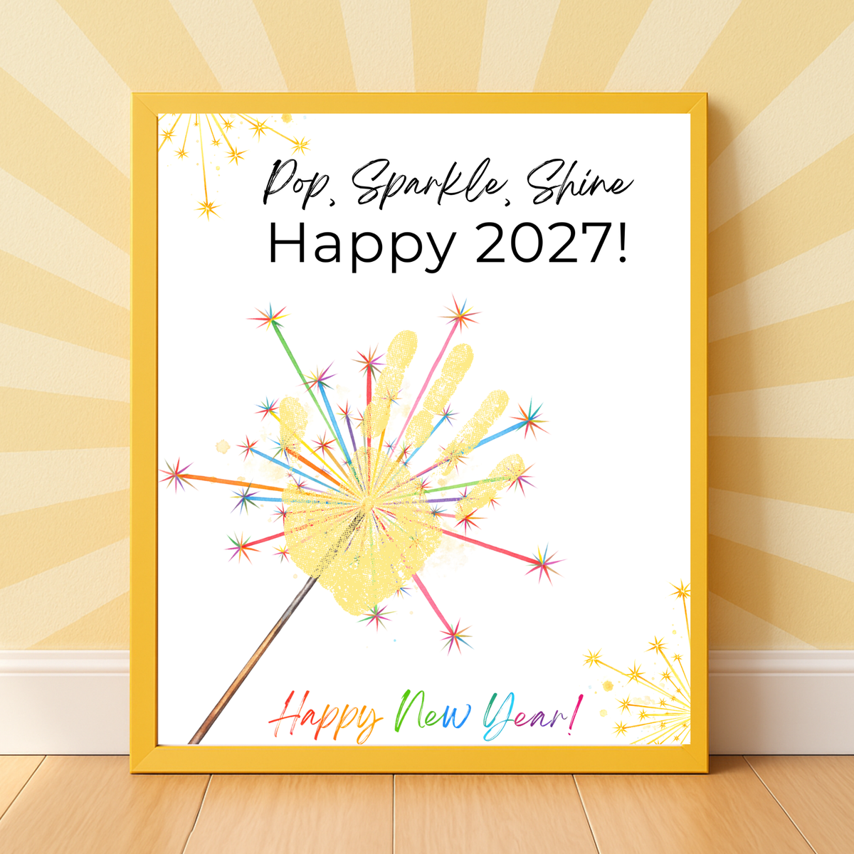 Pop, Sparkle, Shine Happy 2027 Handprint Craft Printable | New Year's Eve Handprint Keepsake | Preschool New Year Activity | 2027 Kids Craft
