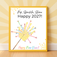 Pop, Sparkle, Shine Happy 2027 Handprint Craft Printable | New Year's Eve Handprint Keepsake | Preschool New Year Activity | 2027 Kids Craft