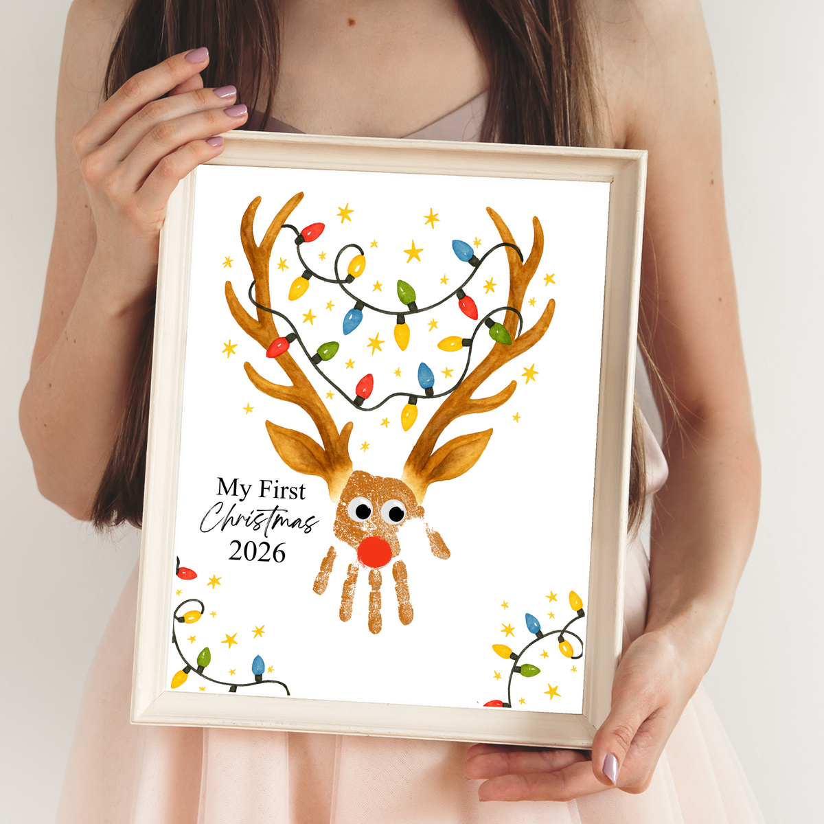 My First Christmas Reindeer Handprint Craft Printable | Baby's First Christmas Keepsake | Christmas Handprint Art | Reindeer Christmas Craft | Holiday Activity