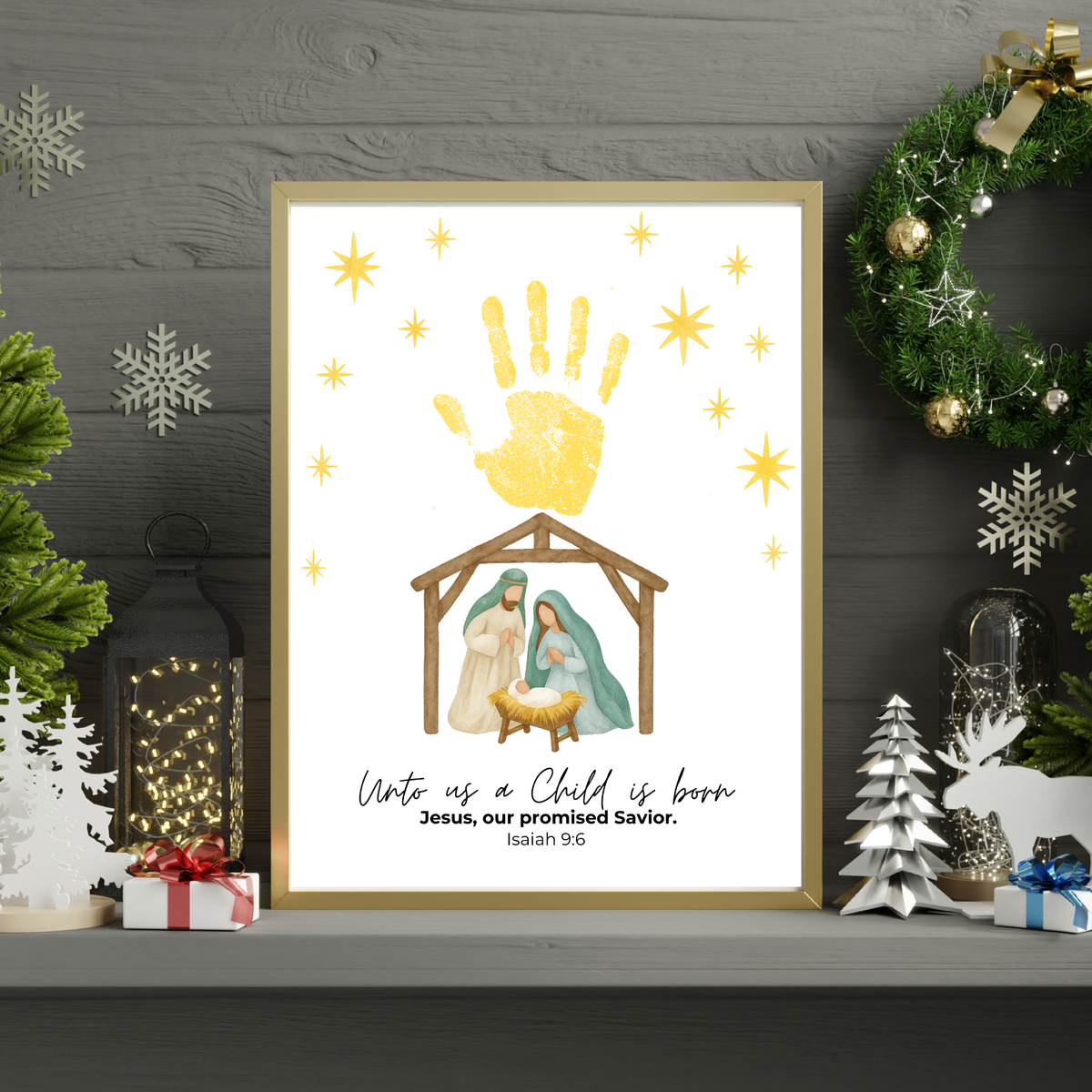 Unto Us a Child Is Born Handprint Craft | Christian Nativity Printable | Christmas Bible Keepsake | Preschool Jesus Birth Activity