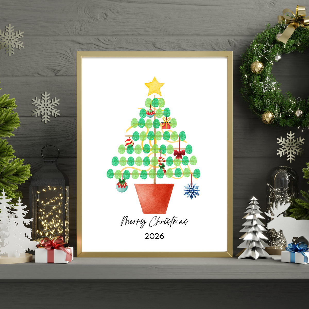 Christmas Fingerprint Tree Craft Printable | Christmas Tree Fingerprint Keepsake | Preschool Christmas Activity | Holiday Finger Painting Craft