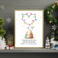 Christian Christmas Fingerprint Lights Craft | Baby Jesus Nativity Printable | Preschool Christmas Keepsake | Sunday School Fingerprint Activity