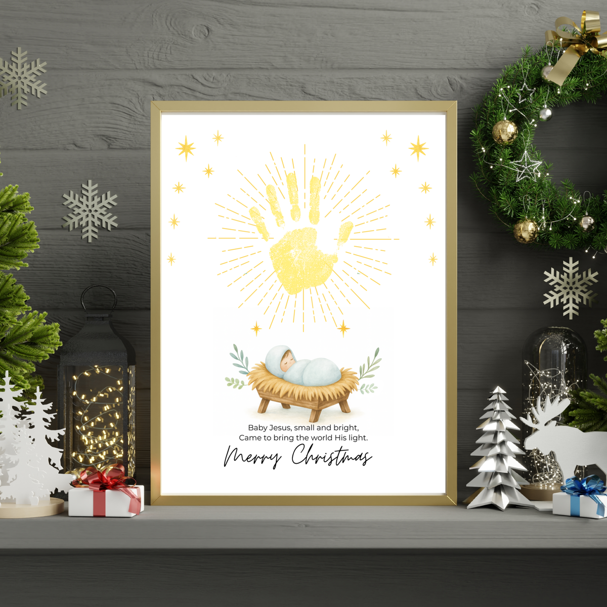 Baby Jesus Handprint Craft Printable | Christian Christmas Keepsake | Nativity Handprint Activity | Sunday School Christmas Craft