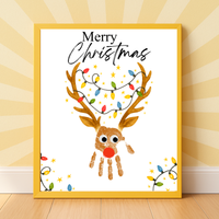 Merry Christmas Reindeer Handprint Craft Printable | Reindeer Keepsake | Christmas Handprint Activity | Preschool Christmas Craft | Holiday Handprint Art
