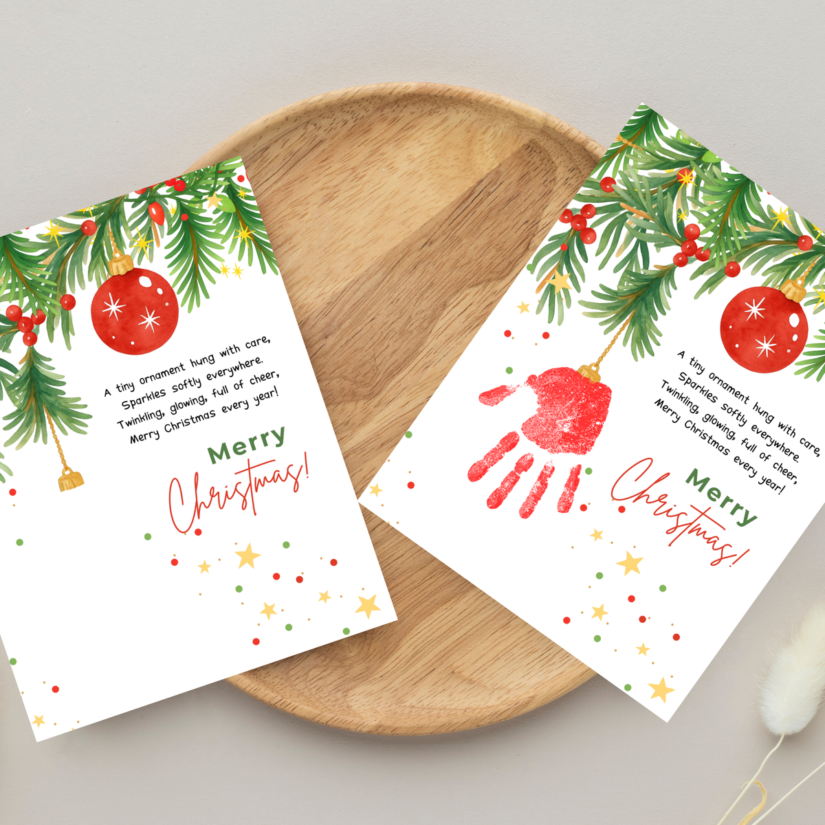 Christmas Ornament Handprint Craft Printable | Merry Christmas Keepsake | Preschool Christmas Handprint Activity | Holiday Classroom Craft