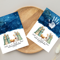 Christian Nativity Handprint Craft Printable | Starry Night Nativity Keepsake | Unto Us a Child Is Born Christmas Craft | Isaiah 9:6 Activity
