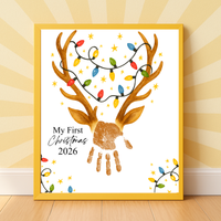 My First Christmas Reindeer Handprint Craft Printable | Baby's First Christmas Keepsake | Christmas Handprint Art | Reindeer Christmas Craft | Holiday Activity