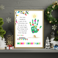 Christmas Tree Poem Handprint Craft Printable | Christmas Lights Handprint Keepsake | Preschool Christmas Activity | Kids Holiday Craft