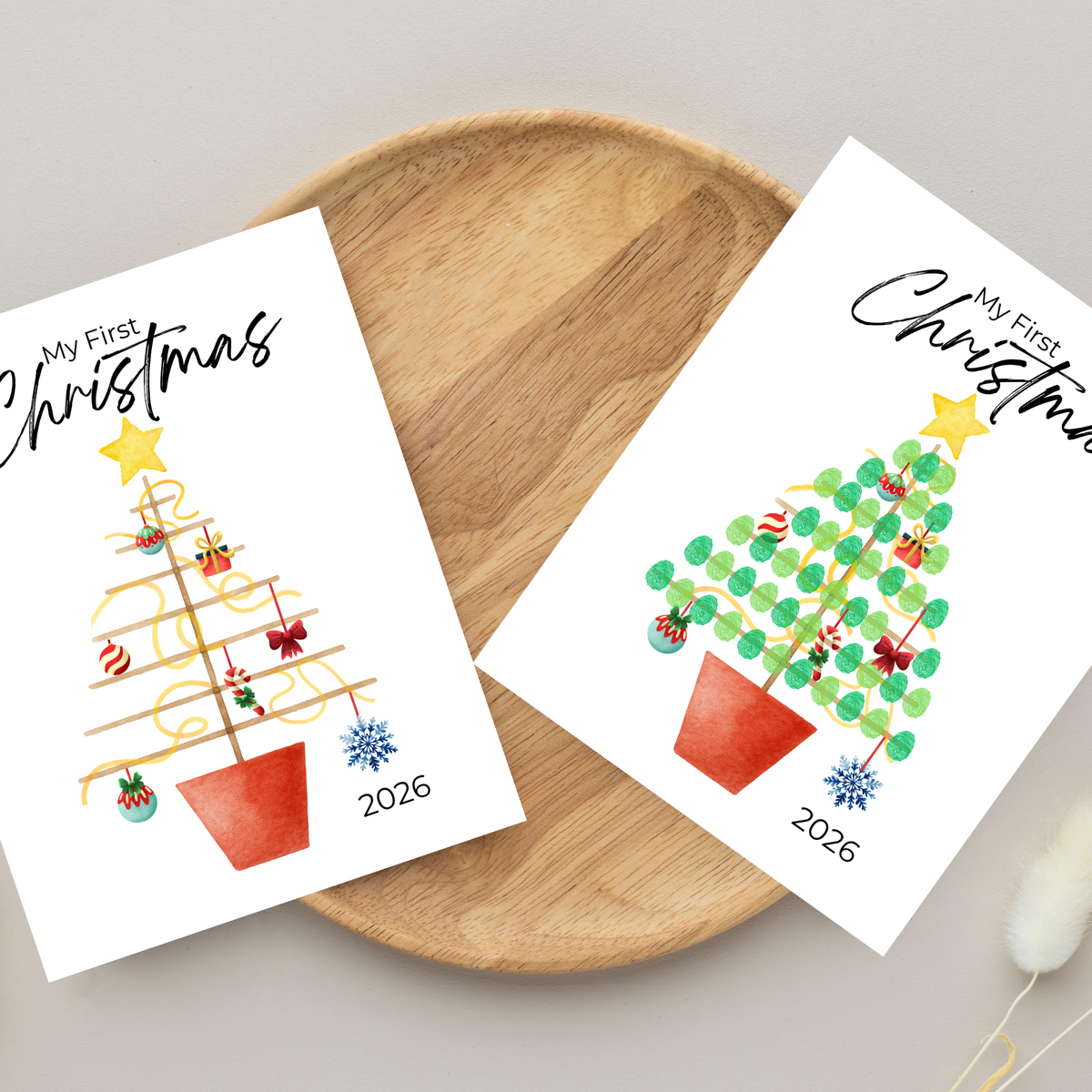 My First Christmas Fingerprint Tree Craft Printable | Baby's First Christmas Keepsake | Christmas Finger Painting Activity | Preschool Holiday Craft