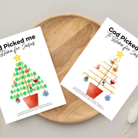 God Picked Me to Shine for Jesus Fingerprint Christmas Tree Craft Printable | Christian Christmas Fingerprint Activity | Faith-Based Kids Christmas Keepsake