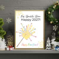 Pop, Sparkle, Shine Happy 2027 Handprint Craft Printable | New Year's Eve Handprint Keepsake | Preschool New Year Activity | 2027 Kids Craft