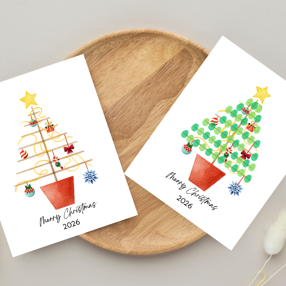 Christmas Fingerprint Tree Craft Printable | Christmas Tree Fingerprint Keepsake | Preschool Christmas Activity | Holiday Finger Painting Craft