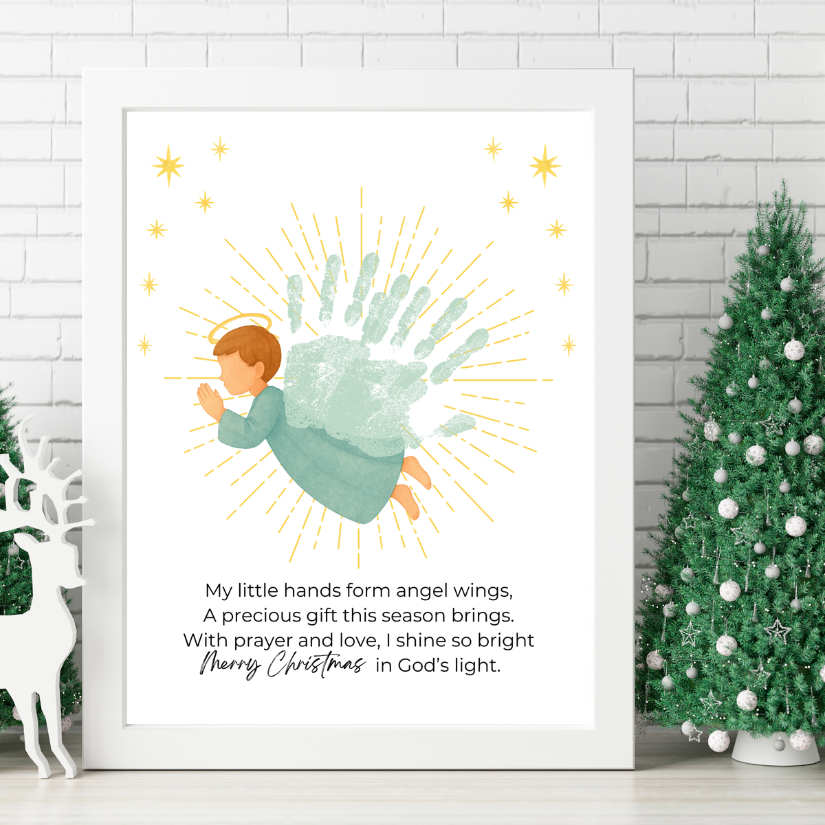 Christian Angel Handprint Craft | Christmas Angel Wings Printable | Preschool Christmas Keepsake | Sunday School Nativity Activity