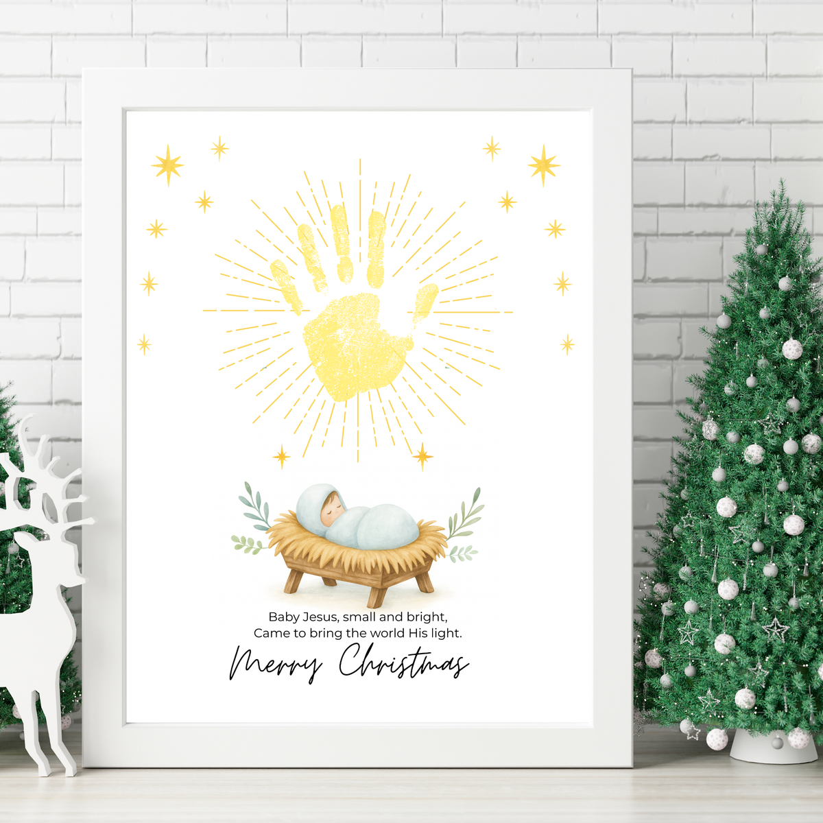 Baby Jesus Handprint Craft Printable | Christian Christmas Keepsake | Nativity Handprint Activity | Sunday School Christmas Craft