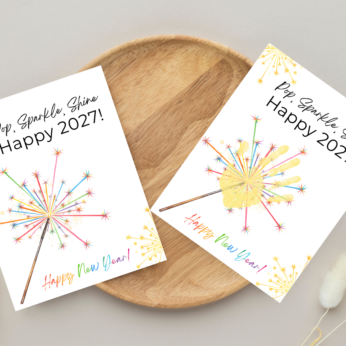 Pop, Sparkle, Shine Happy 2027 Handprint Craft Printable | New Year's Eve Handprint Keepsake | Preschool New Year Activity | 2027 Kids Craft