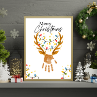 Merry Christmas Reindeer Handprint Craft Printable | Reindeer Keepsake | Christmas Handprint Activity | Preschool Christmas Craft | Holiday Handprint Art