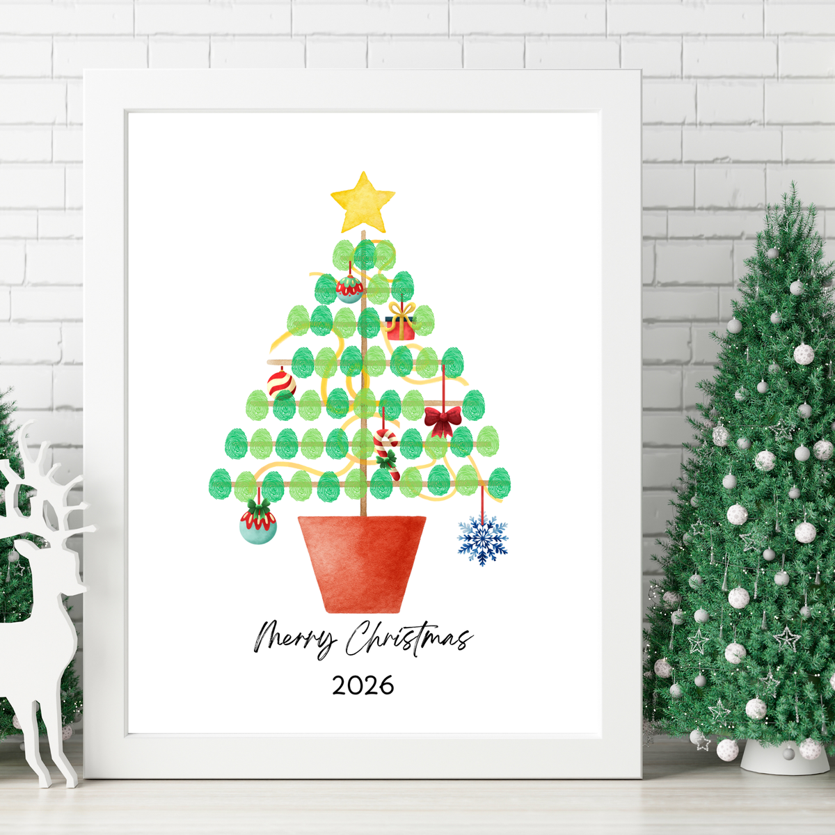 Christmas Fingerprint Tree Craft Printable | Christmas Tree Fingerprint Keepsake | Preschool Christmas Activity | Holiday Finger Painting Craft