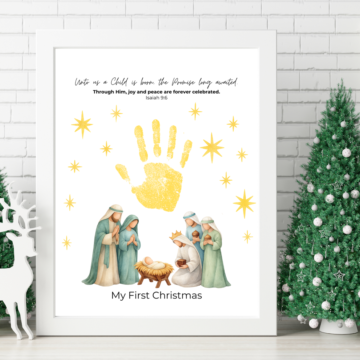 My First Christmas Handprint Craft Printable | Christian Nativity Keepsake | Baby's First Christmas | Sunday School Christmas Activity